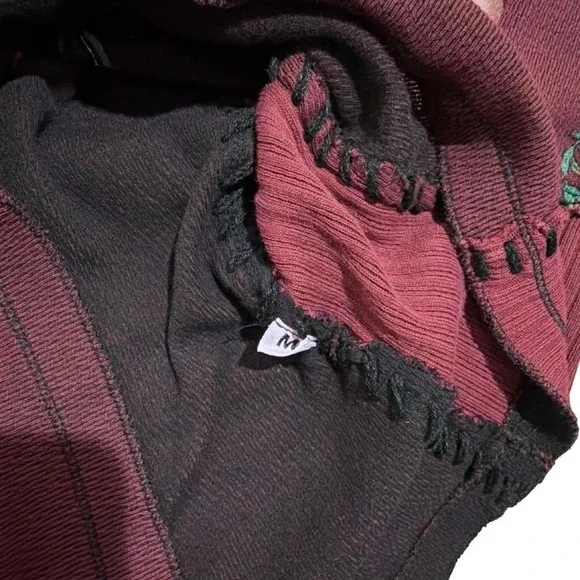 Y2K 2000s Grunge Affliction Long Sleeve Black Burgundy Rose Sugar Skull Tattoo - Picture 3 of 3